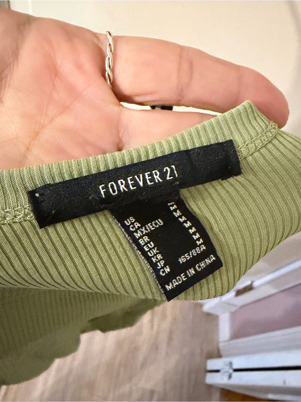 Forever 21 Light Sage Green Ribbed Side-Drawstring Tank - Picture 2 of 2